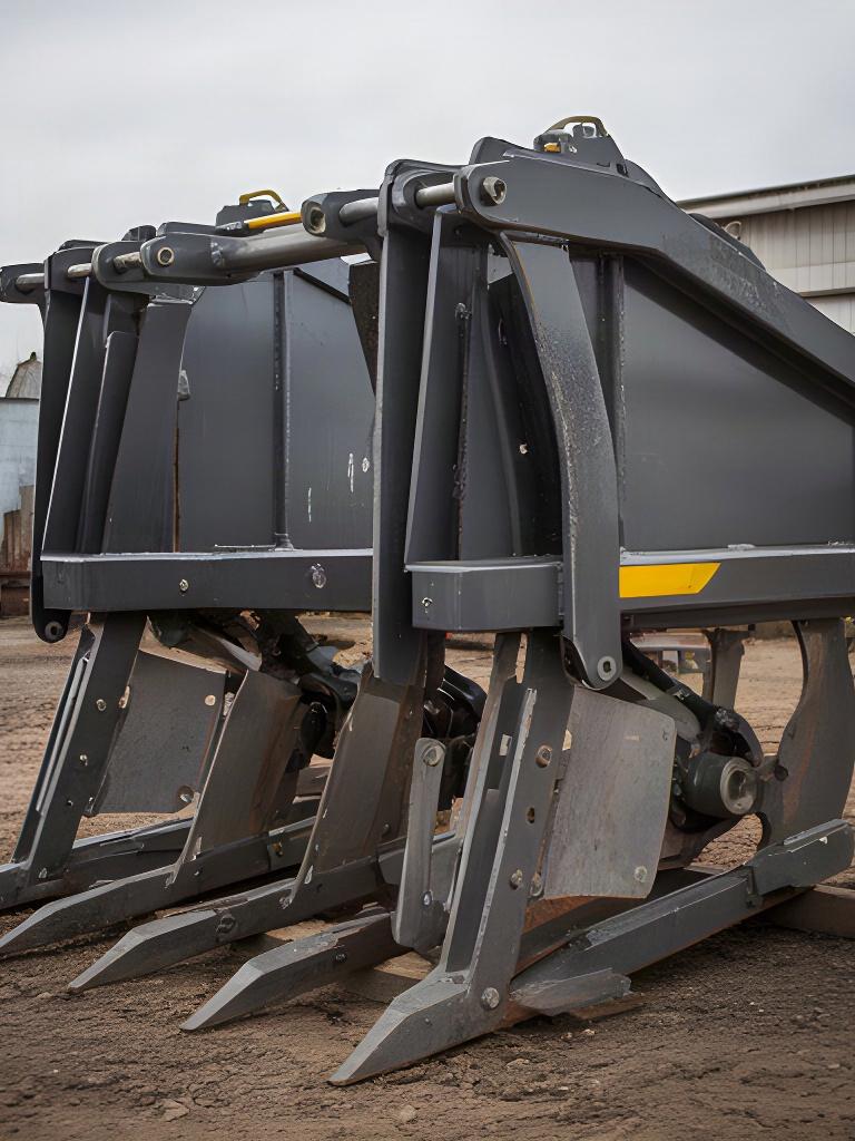 Implemento agrícola metálico preparado para su montaje en una máquina de campo