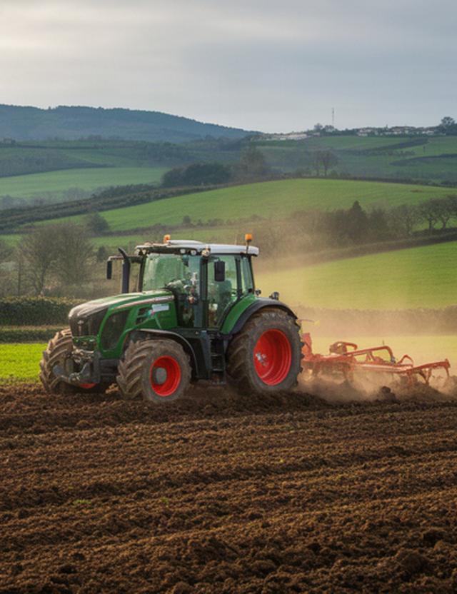 Tractor realizando labores de labranza en una parcela de Galicia